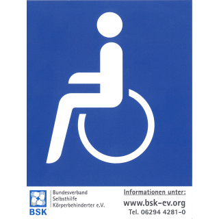 Hinweistafel mit Rollstuhlsymbol - neues Design